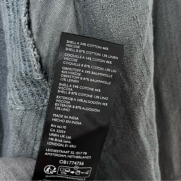 Free People We The Free Indigo Skies Stripe Shirt Size M Gravel Grey Raw Hem - Picture 11 of 12